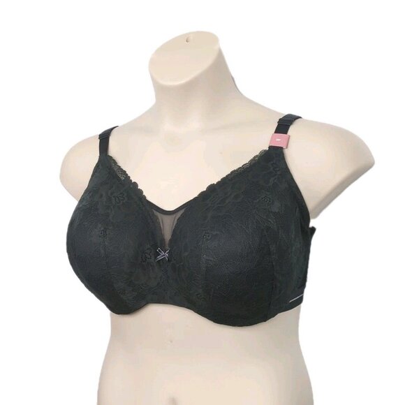 Lane Bryant Cacique Women Bra Full Coverage Lightly Lined 38F Black Lace - Picture 2 of 10